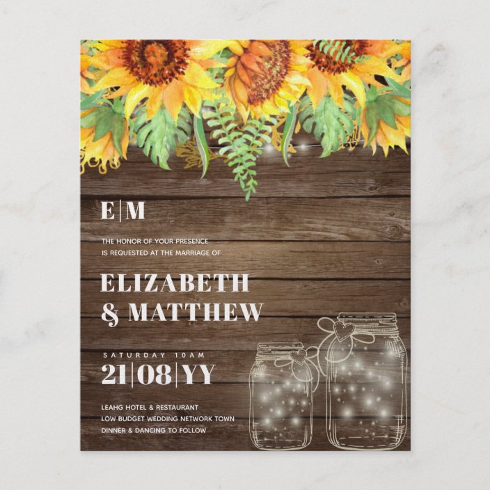 Lowest Budget Wedding FLYERS Sunflowers