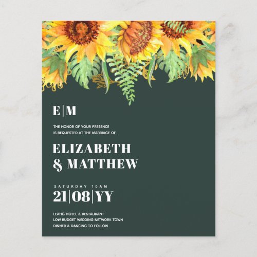 Lowest Budget Wedding FLYERS Sunflowers