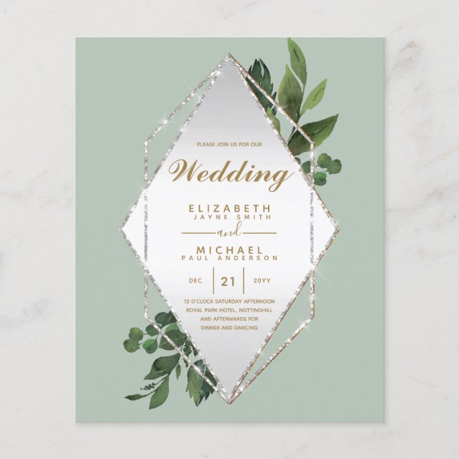 LOWEST BUDGET Wedding Invitations Greenery Frame F Flyer (Front)