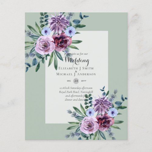 LOWEST BUDGET Wedding Invitations Plum Floral Flyer