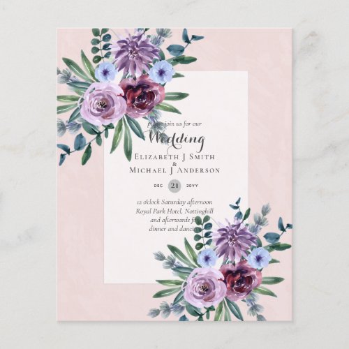 LOWEST BUDGET Wedding Invitations Plum Floral Flyer