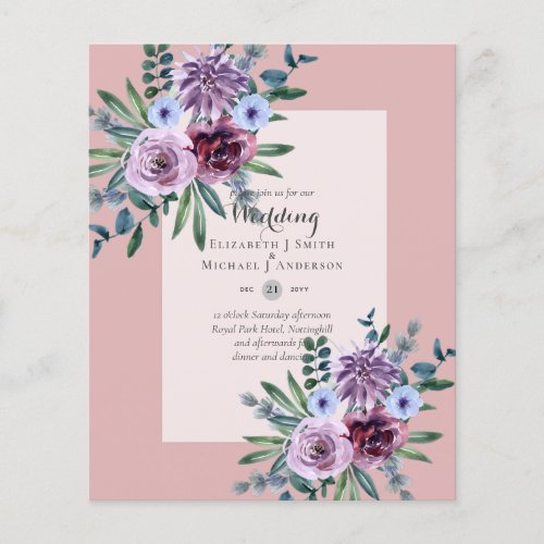 LOWEST BUDGET Wedding Invitations Plum Floral Flyer