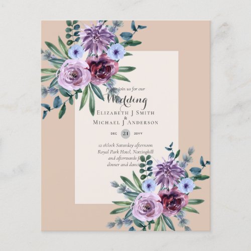 LOWEST BUDGET Wedding Invitations Plum Floral Flyer