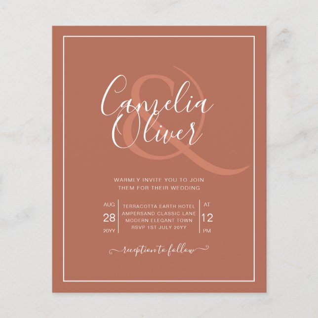 LOWEST BUDGET Wedding Terracotta Wedding Invite Flyer (Front)