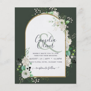 Lowest BUDGET White Roses Wedding Invites Arch Flyer