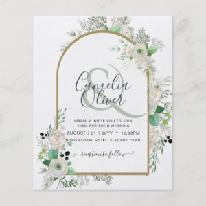 Lowest BUDGET White Roses Wedding Invites Arch Flyer