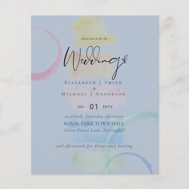 LOWEST PRICED Abstract Dusty Blue Wedding Flyer (Front)