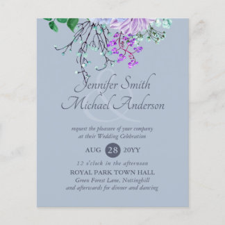 LOWEST PRICED Dusty Blue Purple Floral Wedding Flyer
