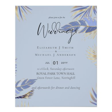 LOWEST PRICED Dusty Blue TROPICAL Leaf Wedding Flyer
