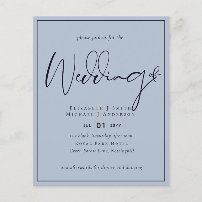 LOWEST PRICED Dusty Blue Wedding Flyer (Front)