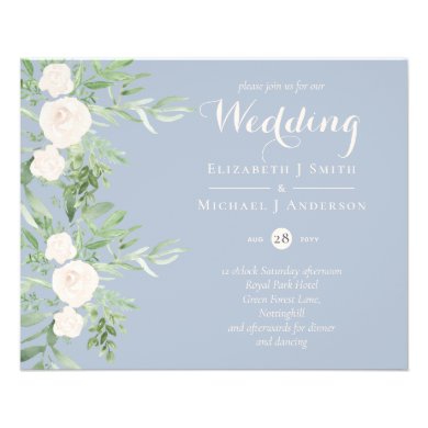 LOWEST PRICED Magnolia Dusty Blue Flower Wedding Flyer