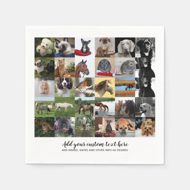 Lowest Prices! 35 x PHOTOS Collage and Custom Text Napkins (Front)