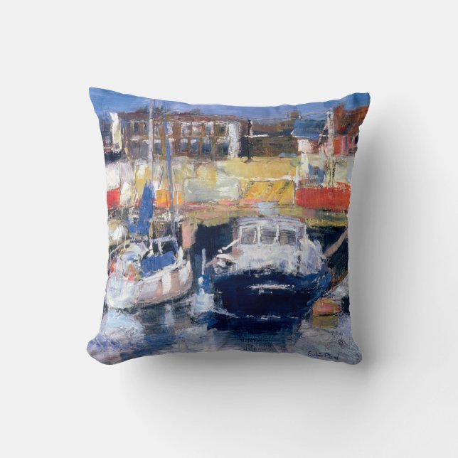 Lowestoft Harbour View Throw Pillow (Front)