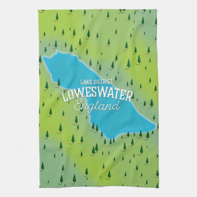 Loweswater Lake, lake district, travel map. Kitchen Towel (Vertical)