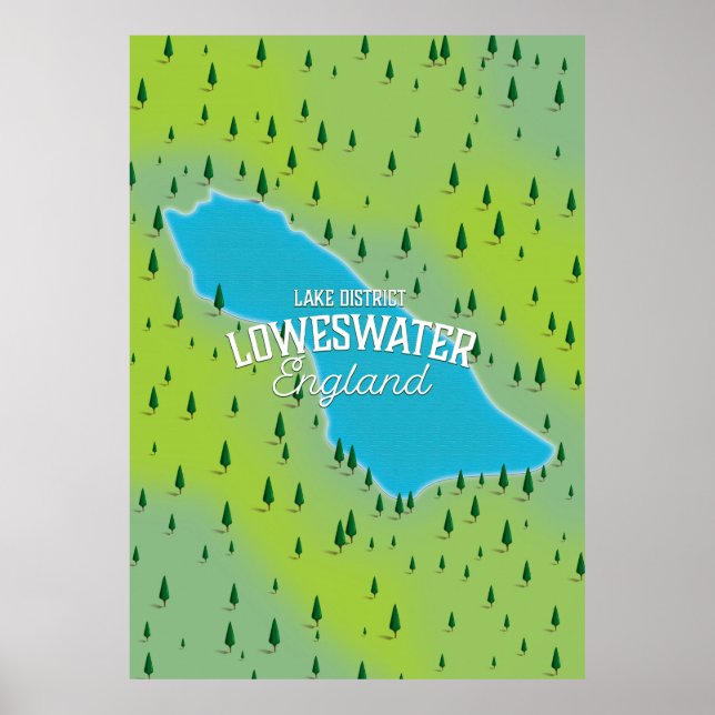 Loweswater Lake, lake district, travel map. Poster (Front)