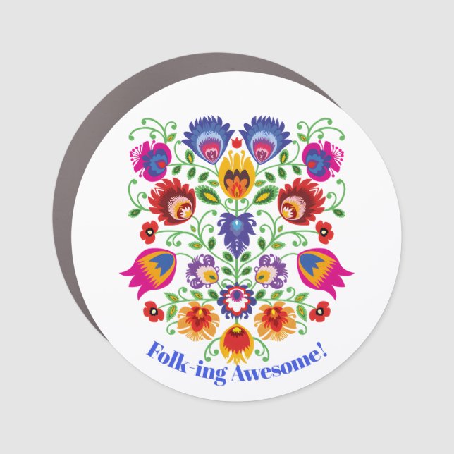 Lowicz Bloom Crest Car Magnet (Front)