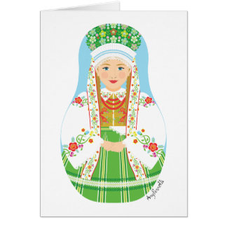 Łowicz Pole Bride Matryoshka Card
