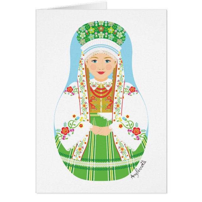 Łowicz Pole Bride Matryoshka Card (Front)