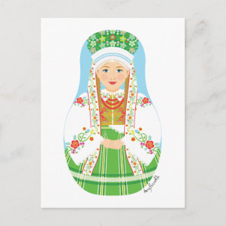 Łowicz Pole Bride Matryoshka Postcard