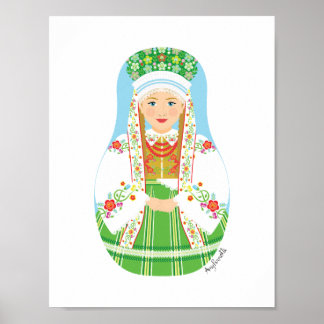 Łowicz Pole Bride Matryoshka Poster