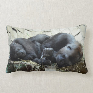 Lowland Gorillas Napping Lumbar Pillow