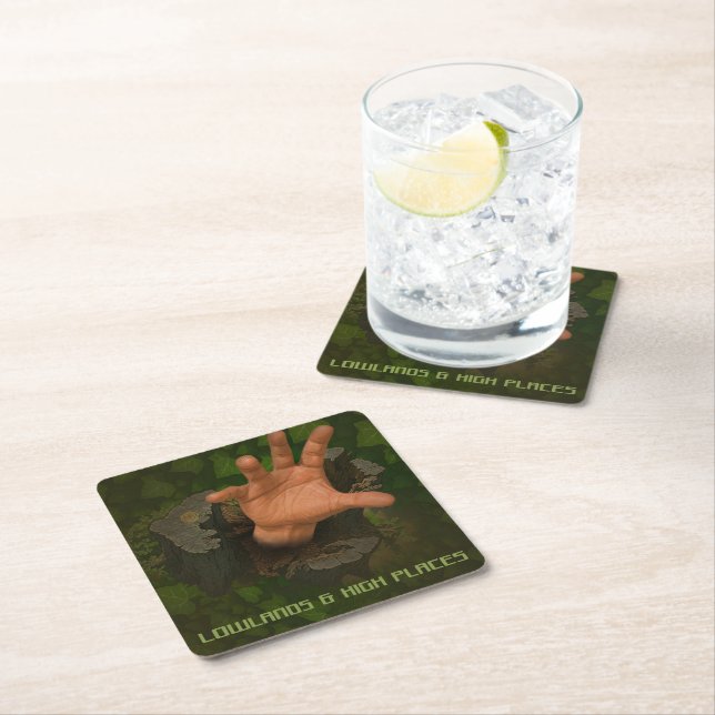 Lowlands & High Places Square Paper Coaster (Insitu)