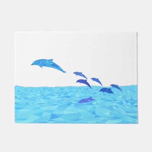 Lowpoly Dolphins Jumping out of Ocean Doormat