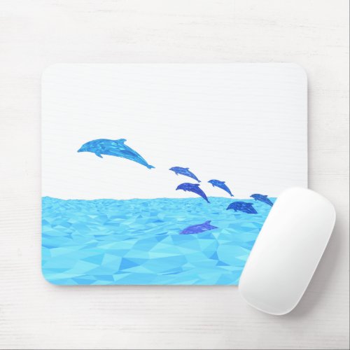 Lowpoly Dolphins Jumping out of Ocean Mouse Pad