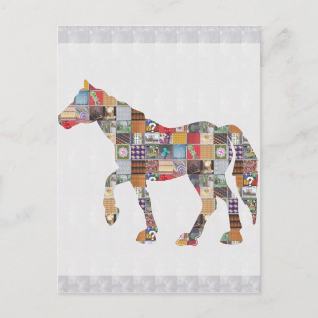 LOWprice GrandSIZE Card HORSE Collage Art NVN482 (Front)