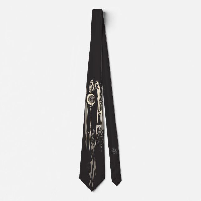 Lowrider Car Flow Fire Necktie (Midnight Gray) (Front)