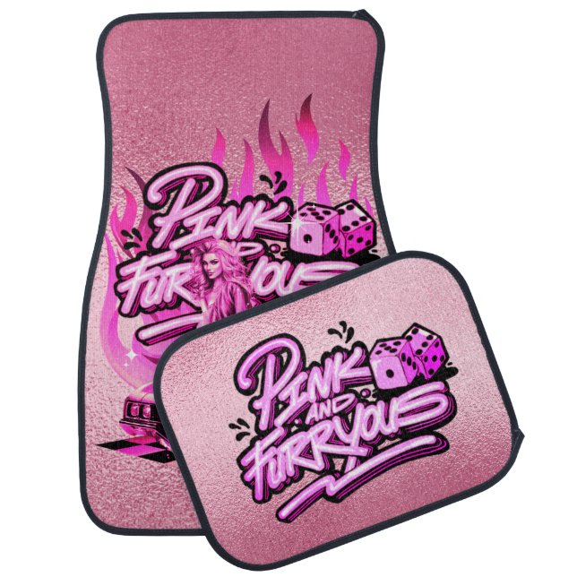 Lowrider Racer Babes Pink Graffiti Gambler Flames  Car Floor Mat (Set)