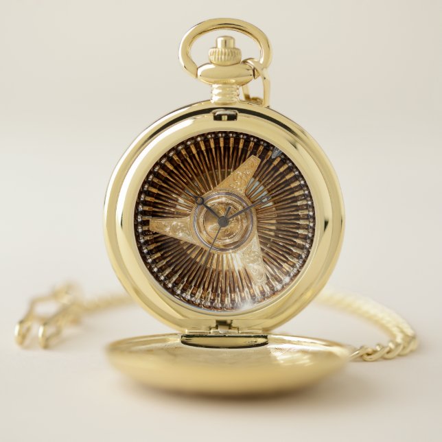 Lowrider Wire Wheels Gold Low Rider Rims Pocket Watch (Inside)