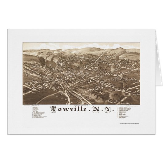 Lowville, NY Panoramic Map - 1885 Cards (Front Horizontal)