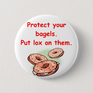 lox and bagels pinback button
