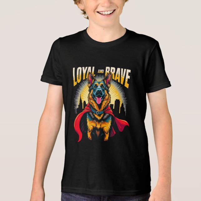 Loyal and Brave German Shepherd Tri-Blend Shirt (Front)