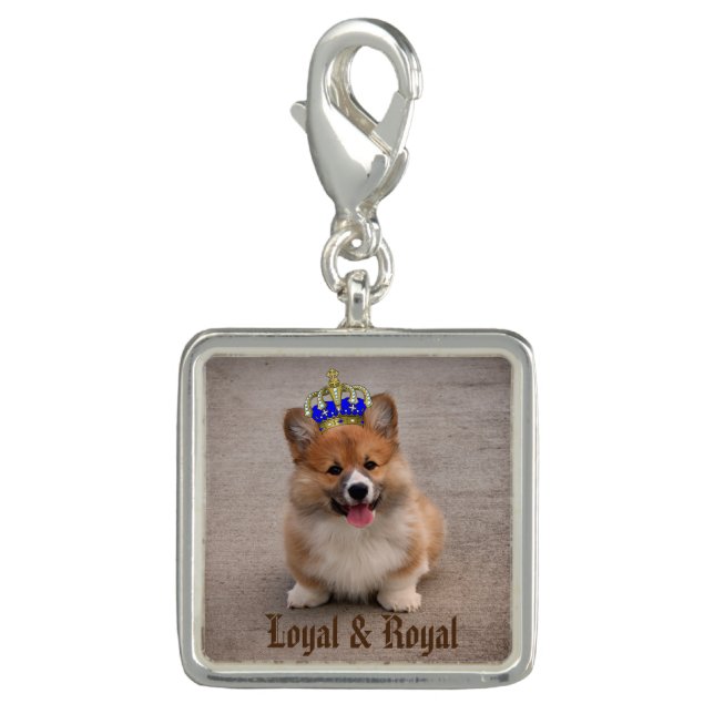 Loyal and Royal Corgi Puppy Photo Charm (Front)