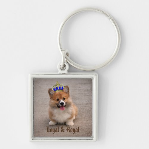 Loyal and Royal Corgi Puppy Photo Keychain