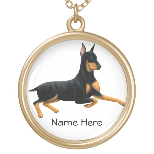 Loyal Doberman Pinscher Dog Necklace (Front)