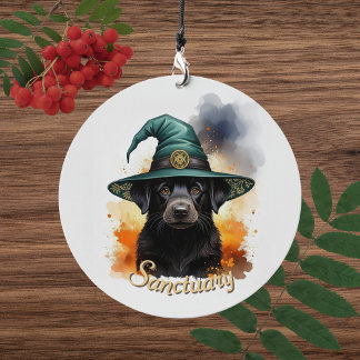 Loyal Familiar Black Lab Dog Protection Sanctuary Wind Chime
