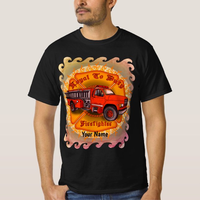 Loyal Firefighter Firetruck  t-shirt (Front)