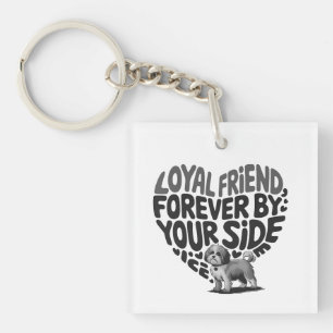 Loyal Friend Dog Companion Heart Design Keychain