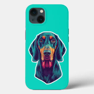 Loyal Glow – Vibrant Bluetick Coonhound Pop Art iPhone 13 Case