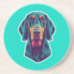 Loyal Glow – Vibrant Bluetick Coonhound Pop Art Coaster