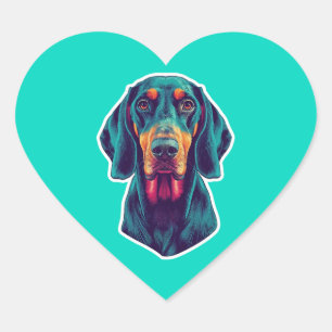 Loyal Glow – Vibrant Bluetick Coonhound Pop Art Heart Sticker