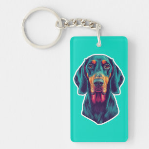 Loyal Glow – Vibrant Bluetick Coonhound Pop Art Keychain