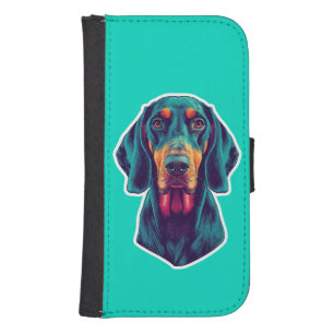 Loyal Glow – Vibrant Bluetick Coonhound Pop Art Galaxy S4 Wallet Case