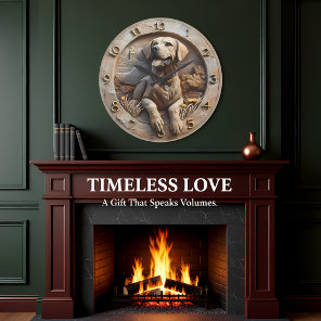 Loyal Labrador Sculpted Stone Style Large Clock