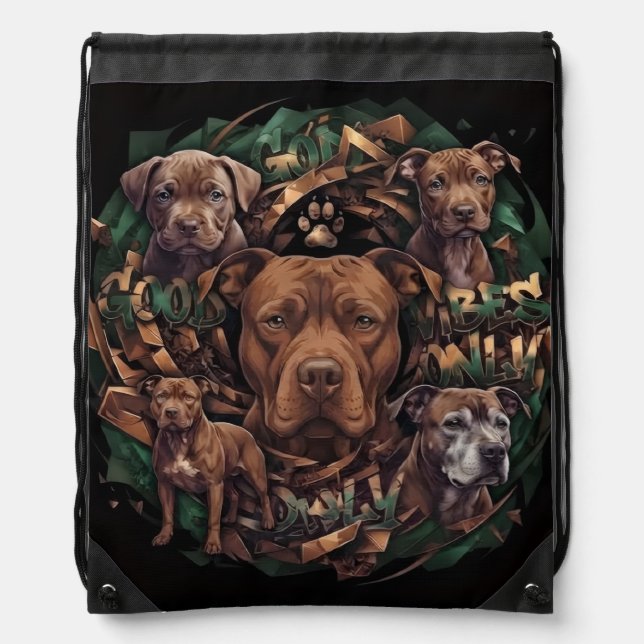 Loyal & Loving Pitbull Drawstring Bag (Front)
