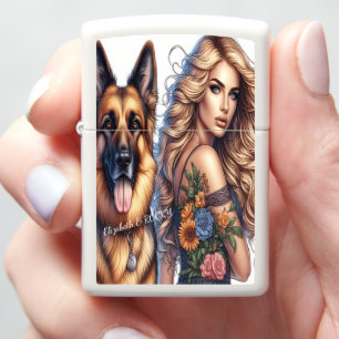 Loyal Shepherd and Blonde Elegance Zippo Lighter