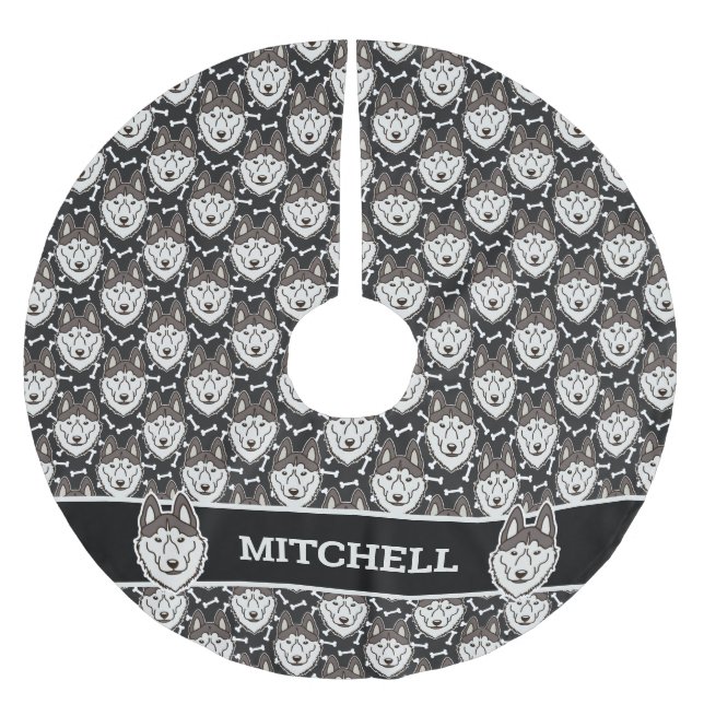 Loyal Siberian Husky Arctic Sled Dog Pet Puppy Brushed Polyester Tree Skirt (Front)